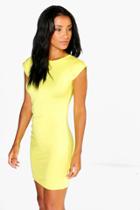 Boohoo Della Drape Side Bodycon Dress Chartreuse