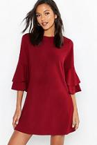 Boohoo Volume Sleeve Stretch Shift Dress