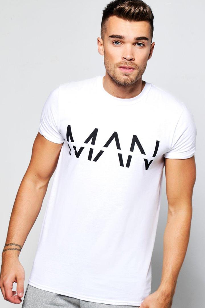 Boohoo Man Large Dash Print T-shirt White