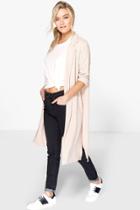 Boohoo Maisie Longline Rib Side Split Blazer Stone
