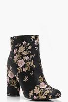 Boohoo Fiona Floral Embroidered Cylinder Heel Boot