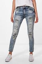 Boohoo Zena Star & Stripes Distressed Skinny Jeans