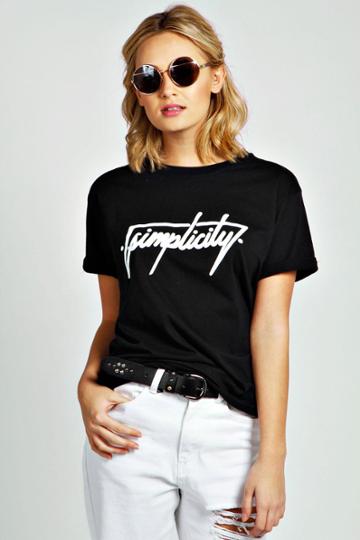 Boohoo Kora Simplicity Slogan Tee - Black