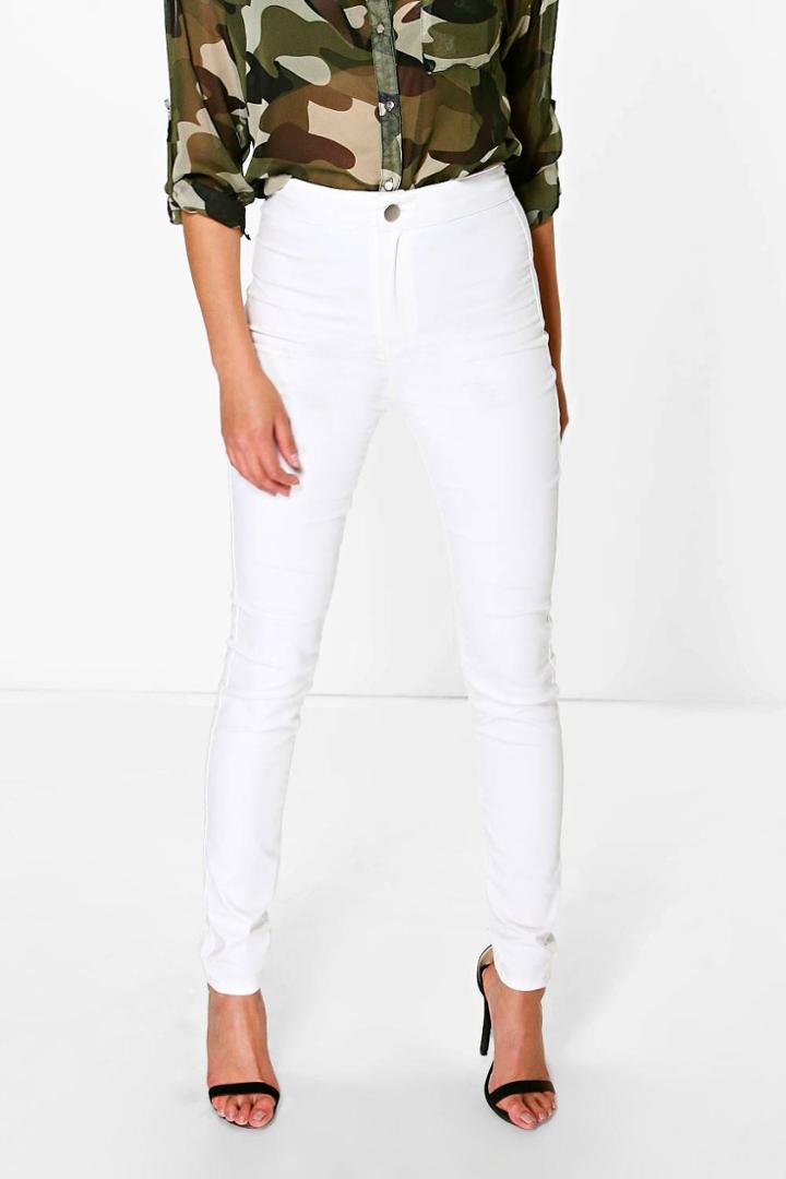 Boohoo Lara High Rise Tube Jeans Ecru