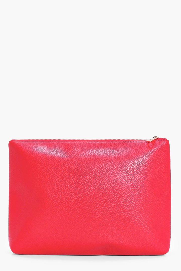 Boohoo Mya Oversized Handstrap Clutch Bag Red