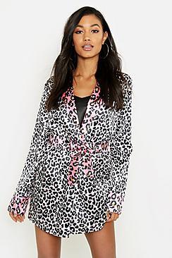 Boohoo Contrast Leopard Satin Gown