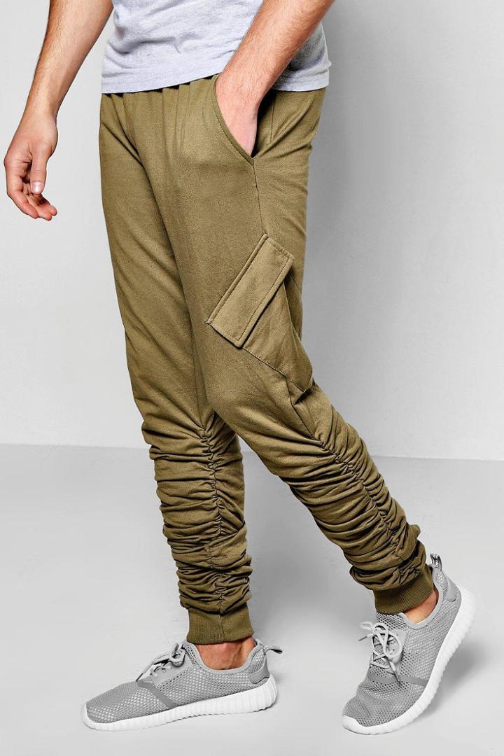 Boohoo Twisted Ruched Cargo Jogger Khaki