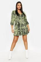 Boohoo Plus Zebra Printed Wrap Dress
