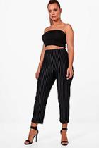 Boohoo Plus Daisy Stripe Turn Up Cuff Trouser