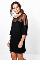 Boohoo Mesh Insert T-shirt Dress