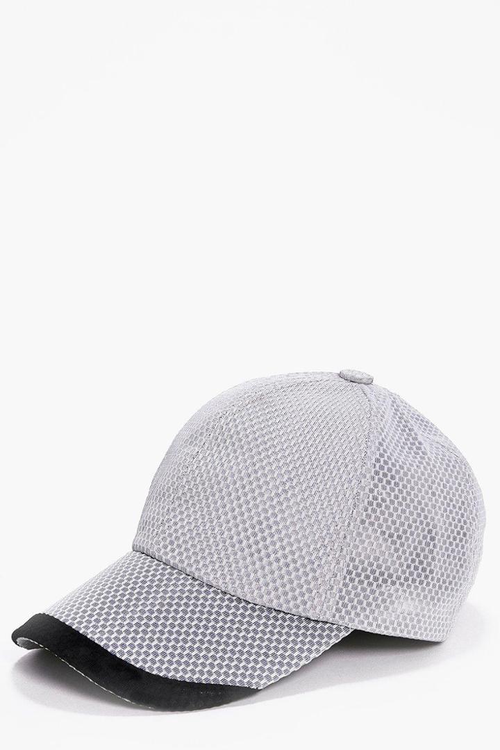 Boohoo Mesh Look Sports Cap Grey