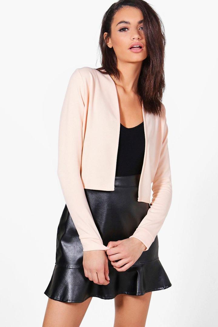 Boohoo Alice Crop Edge To Edge Jacket Nude