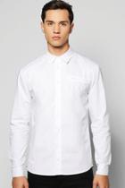 Boohoo Long Sleeve Button Through Shirt With 2 Side Zips White