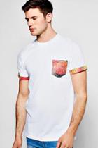Boohoo Pocket T Shirt With Print Turn Up White