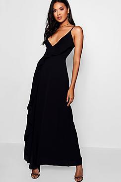 Boohoo Ruffle Floor Sweeping Maxi Dress