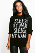 Boohoo Charlotte Sleigh My Name Christmas Jumper Black