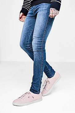 Boohoo Spray On Skinny Mid Blue Jeans
