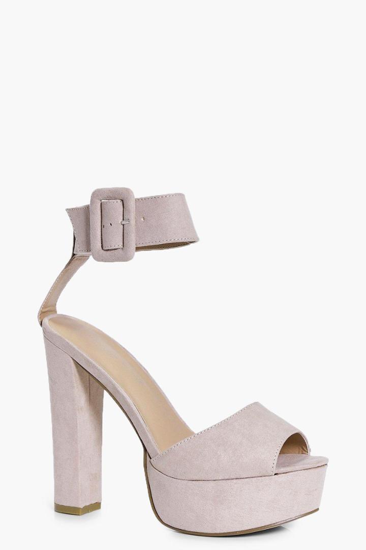 Boohoo Rosie Platform Ankle Strap Heel Nude