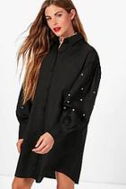 Boohoo Pearl Sleeve Shirt Dress