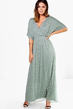 Boohoo Boutique Sal All Over Sequin Wrap Maxi Dress
