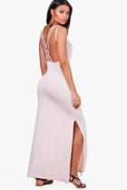 Boohoo Joanna Multi Strap Cross Back Maxi Dress Nude