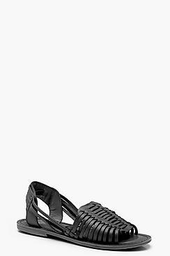 Boohoo Lauren Leather Woven Sandals