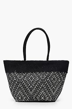 Boohoo Alice Fringe Top Bucket Beach Bag
