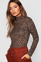 Boohoo Leopard Print Brushed Knitted Top