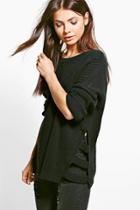 Boohoo Erin Oversized Side Strap Detail Jumper Black