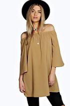 Boohoo Ellie Off The Shoulder Woven Tunic