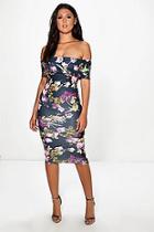 Boohoo Dea Oversized Off The Shoulder Midi Dress