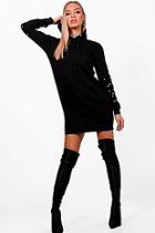 Boohoo Haya Hooded Sweat Dress With Faux Pearl Detail