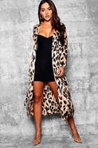 Boohoo Lucy Leopard Collared Satin Duster