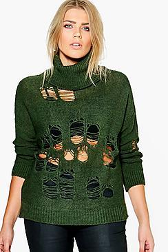 Boohoo Plus Elle Ladder Roll Neck Jumper