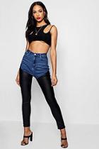Boohoo High Waist Pu Contrast Leg Skinny Jeans