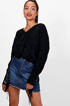 Boohoo Sophie Fluffy Knitted Slouchy Jumper