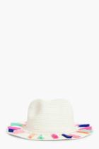 Boohoo Jessica Multicolour Tassel Straw Fedora Cream