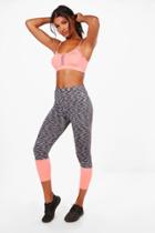 Boohoo Maya Fit Colour Block Capri Running Leggings Coral