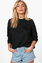 Boohoo Megan Fringe Oversized Sweatshirt