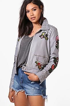 Boohoo Kayla Boutique Studded Embroidered Jacket