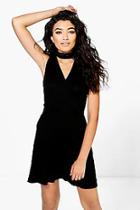 Boohoo Summer Choker Sleeveless Wrap Dress