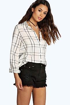 Boohoo Aleena Large Check Oversized Shirt