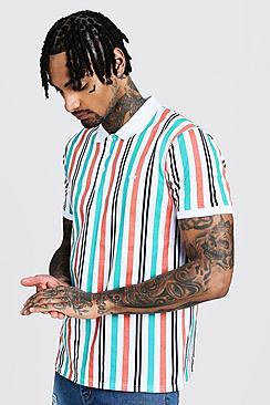 Boohoo Printed Vertical Stripe Polo