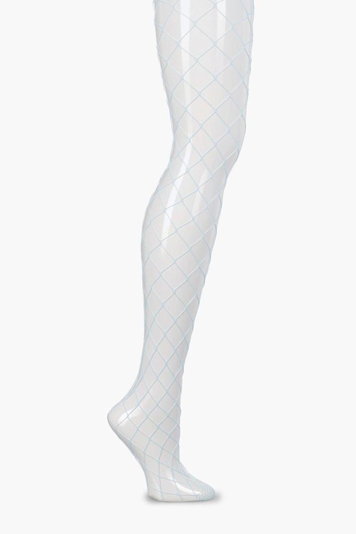 Boohoo Laura Pale Blue Diamond Fishnet Tights Blue