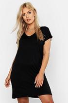 Boohoo Plus Basic V Neck Key Hole Detail T-shirt Dress