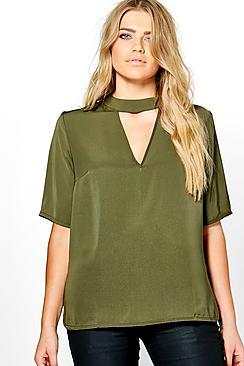 Boohoo Plus Melody Open Neck Blouse