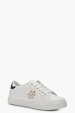 Boohoo Lois Pearl Detail Trainer