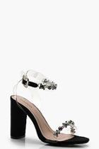 Boohoo Clear And Embellished Strap Block Heels