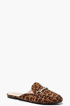 Boohoo Leopard Metal Trim Mule Loafers