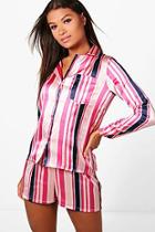 Boohoo Tanya Stripe Shirt + Short Set